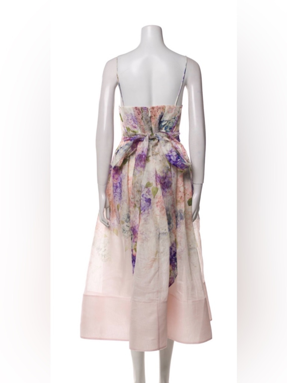 Zimmermann Pastel Floral Backless Midi Dress in Pink and Lavender linen size 2 - Picture 9 of 10